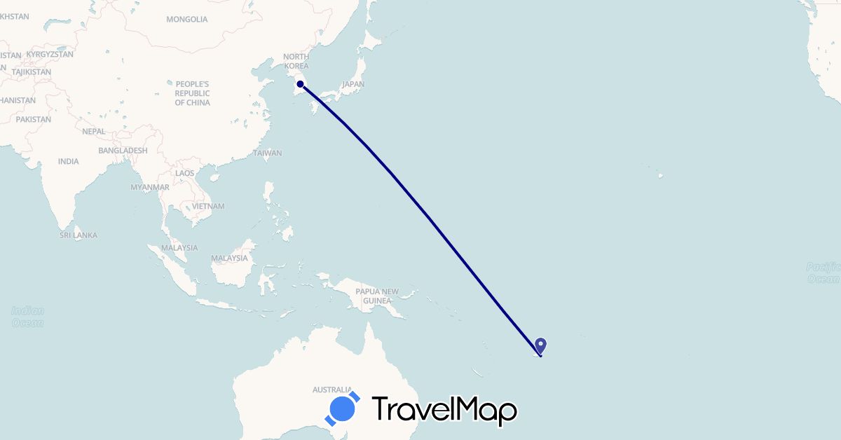 TravelMap itinerary: driving in Fiji, South Korea (Asia, Oceania)